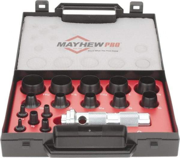 Mayhew - 16 Piece, 1/8 to 1-3/16", Hollow Punch Set - Comes in Plastic Case - Top Tool & Supply