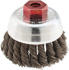 Anderson - 2-3/4" Diam, M10x1.50 Threaded Arbor, Steel Fill Cup Brush - 0.02 Wire Diam, 3/4" Trim Length, 14,000 Max RPM - Top Tool & Supply