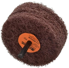 Standard Abrasives - 3" Diam, Medium Mounted Scrubber Buffing Wheel - 3 Ply, Medium Grade, 1/4" Shank Diam, 8,000 RPM - Top Tool & Supply