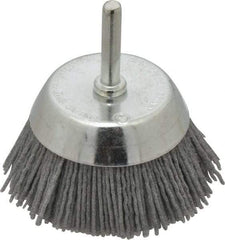 Dico - 2-1/2" Diam, 1/4" Shank Diam, Nylon Fill Cup Brush - Aluminum Oxide Abrasive Material, 0.05 Wire Diam - Top Tool & Supply