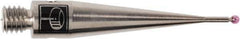 Renishaw - 0.0394 Inch Ball Diameter, Stainless Steel Stem, M3 Thread, Ruby Point Ball Tip CMM Stylus - 0.1575 Inch Working Length, 0.028 Inch Stem Diameter, 0.8268 Inch Overall Length - Top Tool & Supply