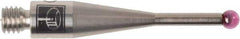 Renishaw - 0.0787 Inch Ball Diameter, Stainless Steel Stem, M3 Thread, Ruby Point Ball Tip CMM Stylus - 0.378 Inch Working Length, 0.05 Inch Stem Diameter, 0.8268 Inch Overall Length - Top Tool & Supply