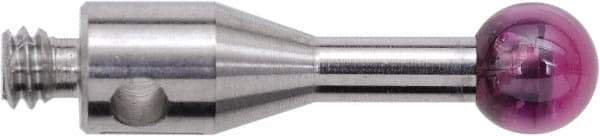 Renishaw - 0.1181 Inch Ball Diameter, Stainless Steel Stem, M2 Thread, Ruby Point Ball Tip CMM Stylus - 0.2756 Inch Working Length, 0.0591 Inch Stem Diameter, 0.3937 Inch Overall Length - Top Tool & Supply