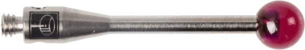 Renishaw - 0.1575 Inch Ball Diameter, Stainless Steel Stem, M2 Thread, Ruby Point Ball Tip CMM Stylus - 0.7874 Inch Working Length, 0.0591 Inch Stem Diameter, 0.7874 Inch Overall Length - Top Tool & Supply