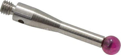 Renishaw - 0.1575 Inch Ball Diameter, Stainless Steel Stem, M3 Thread, Ruby Point Ball Tip CMM Stylus - 0.6772 Inch Working Length, 0.0984 Inch Stem Diameter, 0.8268 Inch Overall Length - Top Tool & Supply