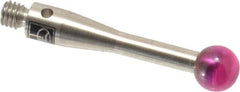 Renishaw - 0.1969 Inch Ball Diameter, Stainless Steel Stem, M3 Thread, Ruby Point Ball Tip CMM Stylus - 0.8268 Inch Working Length, 0.0984 Inch Stem Diameter, 0.8268 Inch Overall Length - Top Tool & Supply