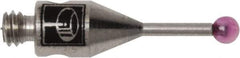 Renishaw - 0.0591 Inch Ball Diameter, Stainless Steel Stem, M2 Thread, Ruby Point Ball Tip CMM Stylus - 0.1772 Inch Working Length, 0.028 Inch Stem Diameter, 0.3937 Inch Overall Length - Top Tool & Supply