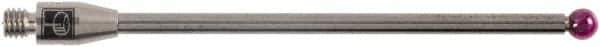 Renishaw - 0.1181 Inch Ball Diameter, Carbide Stem, M3 Thread, Ruby Point Ball Tip CMM Stylus - 1.7205 Inch Working Length, 0.0787 Inch Stem Diameter, 1.9685 Inch Overall Length - Top Tool & Supply