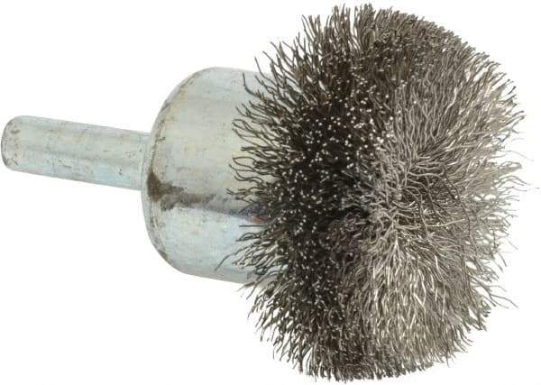 Anderson - 1-1/2" Brush Diam, Crimped, Flared End Brush - 1/4" Diam Shank, 20,000 Max RPM - Top Tool & Supply