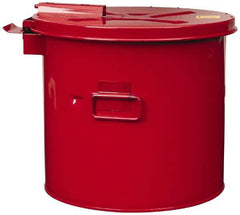 Justrite - 3.5 Gallon Capacity, Coated Steel, Red Wash Tank - 13 Inch High x 13-3/4 Inch Diameter, Includes Basket - Top Tool & Supply