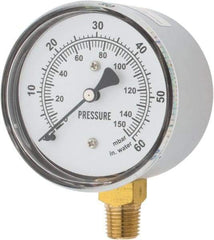 Gast - 1/4" NPT psi Pressure Gauge - 0-60 psi Pressure, 0-150 Millibars - Top Tool & Supply