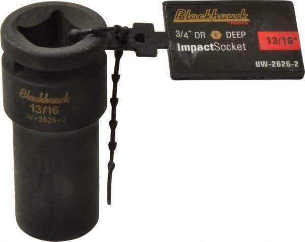 Blackhawk by Proto - 3/4" Drive 13/16" Deep Impact Socket - 6 Points, 3-1/4" OAL - Top Tool & Supply