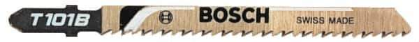 Bosch - 4" Long, 8 Teeth per Inch, High Carbon Steel Jig Saw Blade - Toothed Edge, 1/4" Wide x 0.05" Thick, T-Shank, Ground Side Tooth Set - Top Tool & Supply