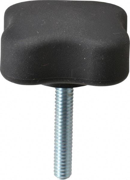 Gibraltar - 1.99" Head Diam, 4 Point Lobed Knob - 1/4-20 Stem, Thermoplastic Elastomer, Black - Top Tool & Supply