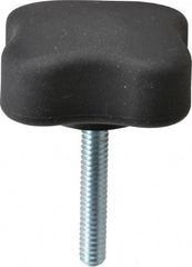 Gibraltar - 1.99" Head Diam, 4 Point Lobed Knob - 1/4-20 Stem, Thermoplastic Elastomer, Black - Top Tool & Supply