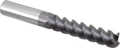 Accupro - 3/4", 3-1/4" LOC, 3/4" Shank Diam, 6" OAL, 3 Flute, Solid Carbide Square End Mill - Single End, AlTiN Finish, Spiral Flute, 60° Helix, Centercutting, Right Hand Cut, Right Hand Flute