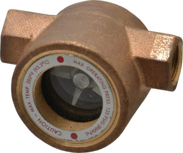 Dwyer - 3/8 Inch, Bronze Body Sight Flow Indicator - 125 Max psi, 3 Inch Overall Length, 200°F - Top Tool & Supply