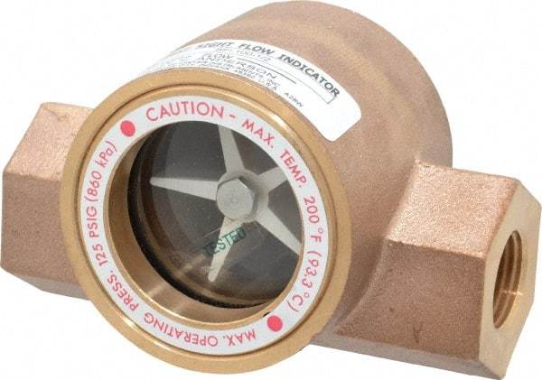 Dwyer - 1/2 Inch, Bronze Body Sight Flow Indicator - 125 Max psi, 4 Inch Overall Length, 200°F - Top Tool & Supply