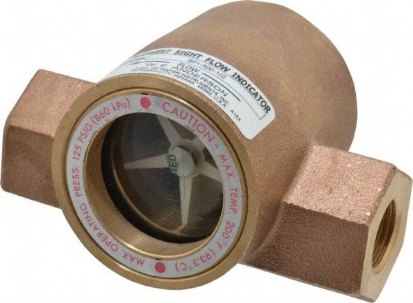 Dwyer - 1/2 Inch, Bronze Body Sight Flow Indicator - 125 Max psi, 4-1/16 Inch Overall Length, 200°F - Top Tool & Supply