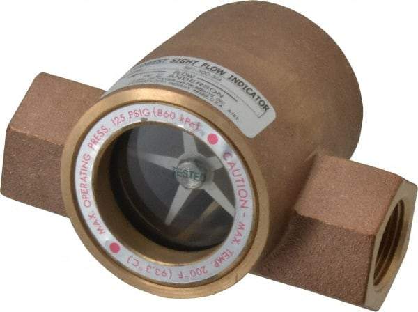 Dwyer - 3/4 Inch, Bronze Body Sight Flow Indicator - 125 Max psi, 4-1/16 Inch Overall Length, 200°F - Top Tool & Supply