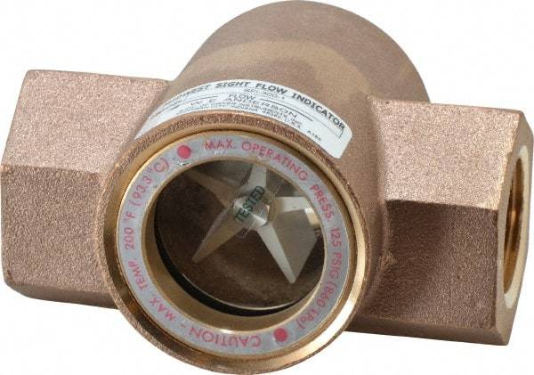 Dwyer - 1 Inch, Bronze Body Sight Flow Indicator - 125 Max psi, 4-3/8 Inch Overall Length, 200°F - Top Tool & Supply