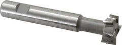 Made in USA - 1-1/4" Cut Diam, 1/2" Cut Width, 19/32" Neck Diam, 3/4" Shank Diam, 5-1/8" OAL, M2 High Speed Steel T-Slot Cutter - Uncoated, Staggered Teeth, 8 Teeth, Weldon Flat - Top Tool & Supply