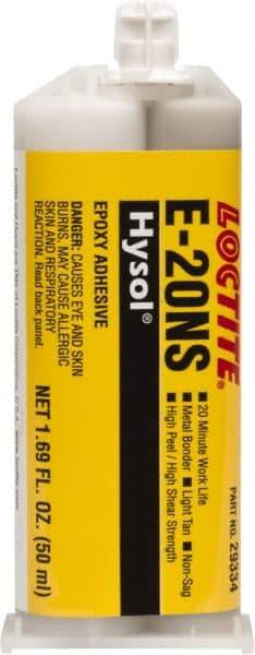 Loctite - 50 mL Cartridge Two Part Epoxy - 20 min Working Time, 2,790 psi Shear Strength, Series E-20NS - Top Tool & Supply