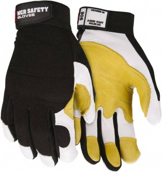 MCR Safety - Size S General Protection Work Gloves - For Work & Driver, Uncoated, Adjustable Closure Cuff, Blue/Yellow/Black/White, Paired - Top Tool & Supply