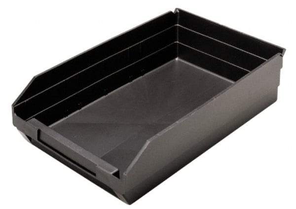 Quantum Storage - 17-7/8" Deep, Black Polypropylene Hopper Shelf Bin - 4" High x 11-1/8" Wide x 17-7/8" Long - Top Tool & Supply