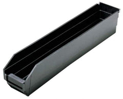 Quantum Storage - 23-5/8" Deep, Black Polypropylene Hopper Shelf Bin - 4" High x 4-1/8" Wide x 23-5/8" Long - Top Tool & Supply