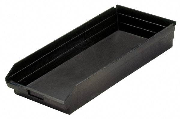 Quantum Storage - 23-5/8" Deep, Black Polypropylene Hopper Shelf Bin - 4" High x 11-1/8" Wide x 23-5/8" Long - Top Tool & Supply