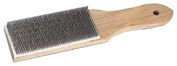 Weiler - 3/4" Trim Length Steel Brush - 4" Brush Length, 8-1/4" OAL, 1/4" Trim Length, Wood Straight Handle - Top Tool & Supply