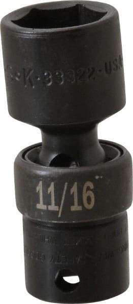 SK - 3/8" Drive 11/16" Standard Universal Impact Socket - 6 Points, 2-23/64" OAL - Top Tool & Supply