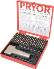 Pryor - 112 Piece, 3/32 Inch Character, Hardened Steel Type Set - 12 Character Capacity - Top Tool & Supply