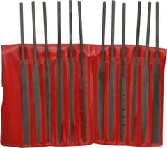 Value Collection - 12 Piece Swiss Pattern File Set - 5-1/2" Long, 0 Coarseness, Round Handle, Set Includes Barrette, Crossing, Equalling, Flat, Half Round, Knife, Round, Round Edge Joint, Slitting, Square, Three Square - Top Tool & Supply