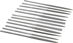 Value Collection - 12 Piece Swiss Pattern File Set - 6-1/4" Long, 0 Coarseness, Round Handle, Set Includes Barrette, Crossing, Equalling, Flat, Half Round, Knife, Round, Round Edge Joint, Slitting, Square, Three Square - Top Tool & Supply