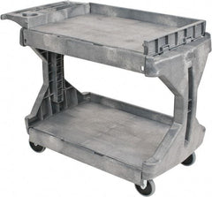 Akro-Mils - 400 Lb Capacity, 24-1/2" Wide x 45" Long x 32" High Standard Utility Cart - 2 Shelf, Plastic, 2 Rigid/2 Swivel Casters - Top Tool & Supply