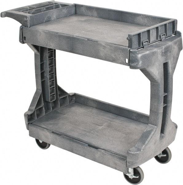 Akro-Mils - 400 Lb Capacity, 19" Wide x 41-1/2" Long x 34-3/4" High Standard Utility Cart - 2 Shelf, Plastic, 2 Rigid/2 Swivel Casters - Top Tool & Supply