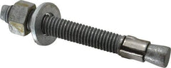 Made in USA - 1/2" Diam, 1/2" Drill, 4-1/4" OAL, 4-5/8" Min Embedment Wedge Expansion Concrete Anchor - Grade 5 Steel, Galvanized Finish, Hex Nut Head, Hex Drive, 3" Thread Length - Top Tool & Supply