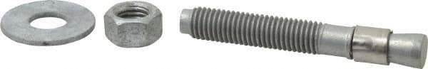 Made in USA - 5/8" Diam, 5/8" Drill, 4-1/2" OAL, Wedge Expansion Concrete Anchor - Grade 5 Steel, Galvanized Finish, Hex Nut Head, Hex Drive, 2-5/8" Thread Length - Top Tool & Supply