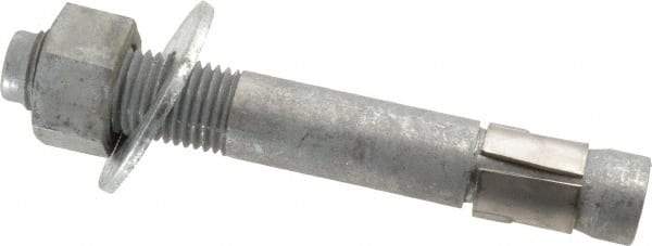 Made in USA - 1-1/4" Diam, 1-1/4" Drill, 9" OAL, Wedge Expansion Concrete Anchor - Grade 5 Steel, Galvanized Finish, Hex Nut Head, Hex Drive, 3-1/4" Thread Length - Top Tool & Supply