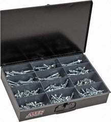 Value Collection - 290 Piece, 1/4 to 1/2" Screw, Steel Anchor Assortment - Zinc Plated, 1-3/4 to 5-1/2" Long - Top Tool & Supply