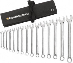 GearWrench - 15 Piece, 5/16" to 1-1/4", 12 Point Combination Wrench Set - Inch Measurement Standard, Chrome Finish, Comes in Roll - Top Tool & Supply