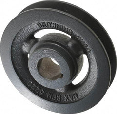 Browning - 1" Bore, 1-5/32 Long, 4-3/4" Outside Diam, Finished Bore Single Groove V Belt Sheave - 7/8" Wide, 4.4 Belt Pitch B, 4" Pitch Diam of 4L Belt - Top Tool & Supply