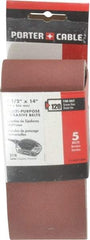 Porter-Cable - 2-1/2" Wide x 14" OAL, 120 Grit, Aluminum Oxide Abrasive Belt - Aluminum Oxide, Fine, Coated, X Weighted Cloth Backing - Top Tool & Supply