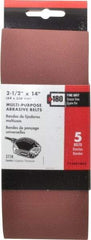 Porter-Cable - 2-1/2" Wide x 14" OAL, 180 Grit, Aluminum Oxide Abrasive Belt - Aluminum Oxide, Fine, Coated, X Weighted Cloth Backing - Top Tool & Supply