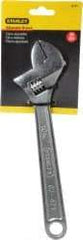 Stanley - 1-1/4" Jaw Capacity, 10" Standard Adjustable Wrench - Chrome Vanadium Steel, Chrome Finish, 10-1/8" OAL - Top Tool & Supply