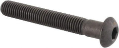 Made in USA - 1/4-28 UNF Hex Socket Drive, Button Screw - Alloy Steel, Black Oxide Finish, Fully Threaded, 1-3/4" Length Under Head - Top Tool & Supply