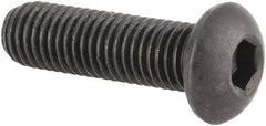 Made in USA - 1/4-28 UNF Hex Socket Drive, Button Screw - Alloy Steel, Black Oxide Finish, Fully Threaded, 7/8" Length Under Head - Top Tool & Supply