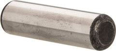 Made in USA - 1/2" Diam x 1-3/4" Pin Length Grade 8 Alloy Steel Standard Dowel Pin - Bright Finish, C 47-58 & C 60 (Surface) Hardness, 29,450 Lb (Single Shear), 58,900 Lb (Double Shear) Breaking Strength, 1 Beveled & 1 Rounded End - Top Tool & Supply